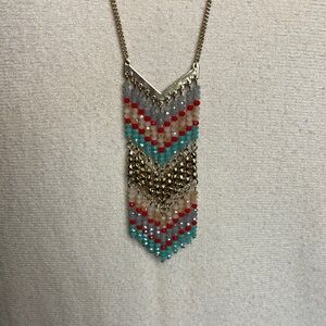 Multicolor Chevron Beaded Necklace